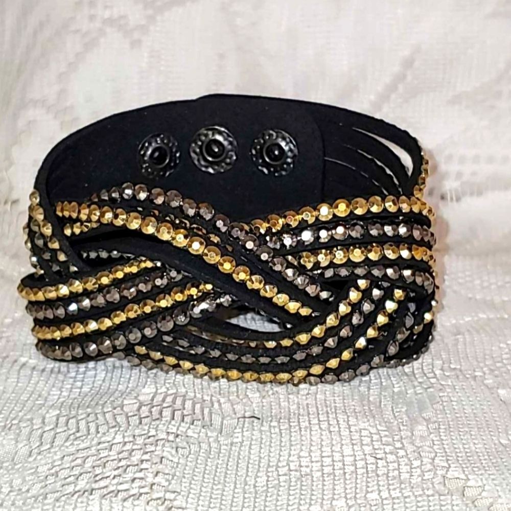 Faux Suede Studded Adjustable Cuff Bracelet